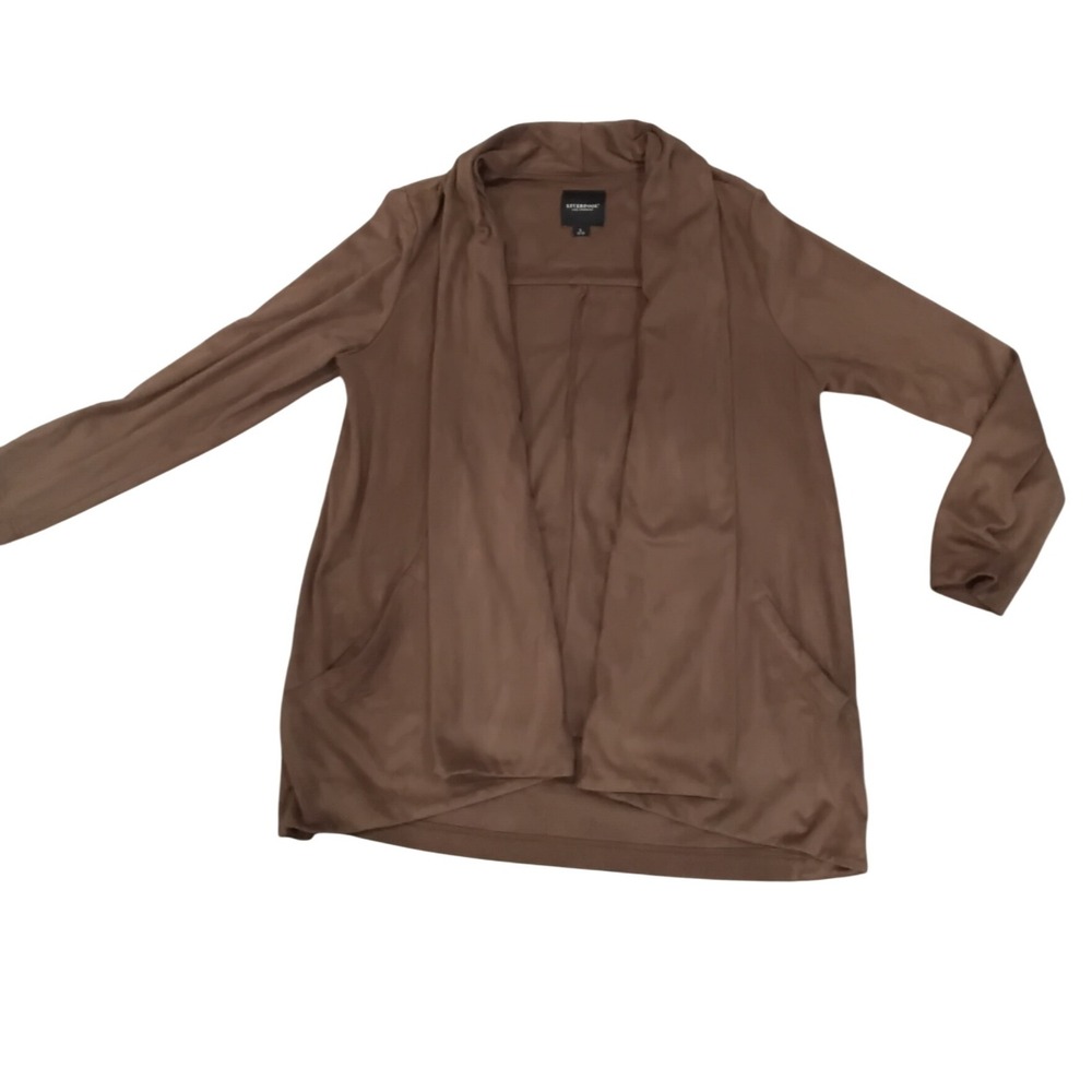 Liverpool‎ Los Angeles Brown Open Front Draped Cardigan Sweater Women L